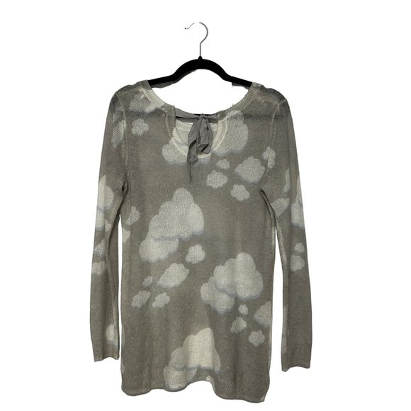 Lauren Conrad Sheer Long Sleeve Pullover Crewneck Sweater Cloud woman Small 1551 - Picture 3 of 6